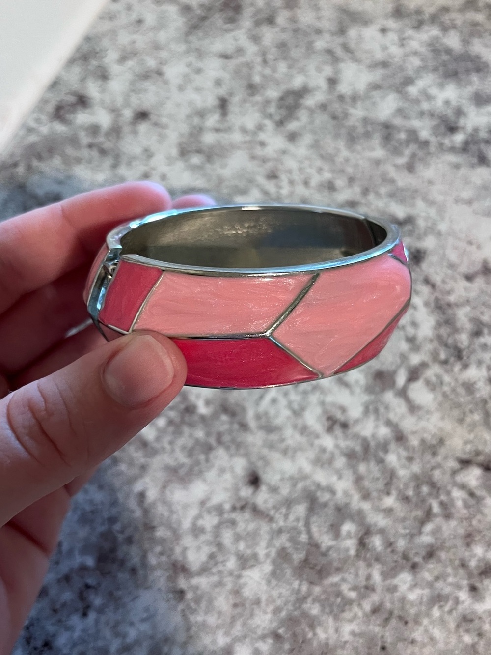 Pink & Silver Tone Bangle Bracelet
